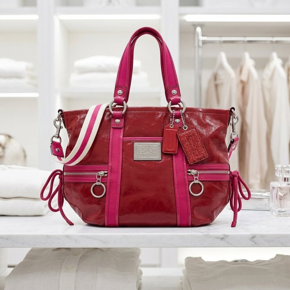 Coach Poppy Liquid Gloss Glam Tote  #13835